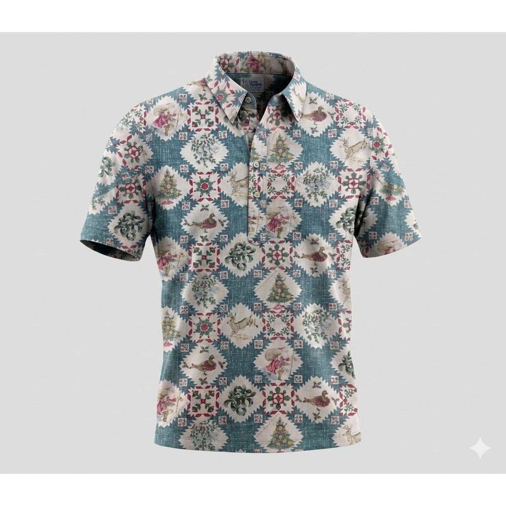 Reyn Spooner 1992 Vintage Men's Christmas Hawaiian Polo Style Shirt. Size XL